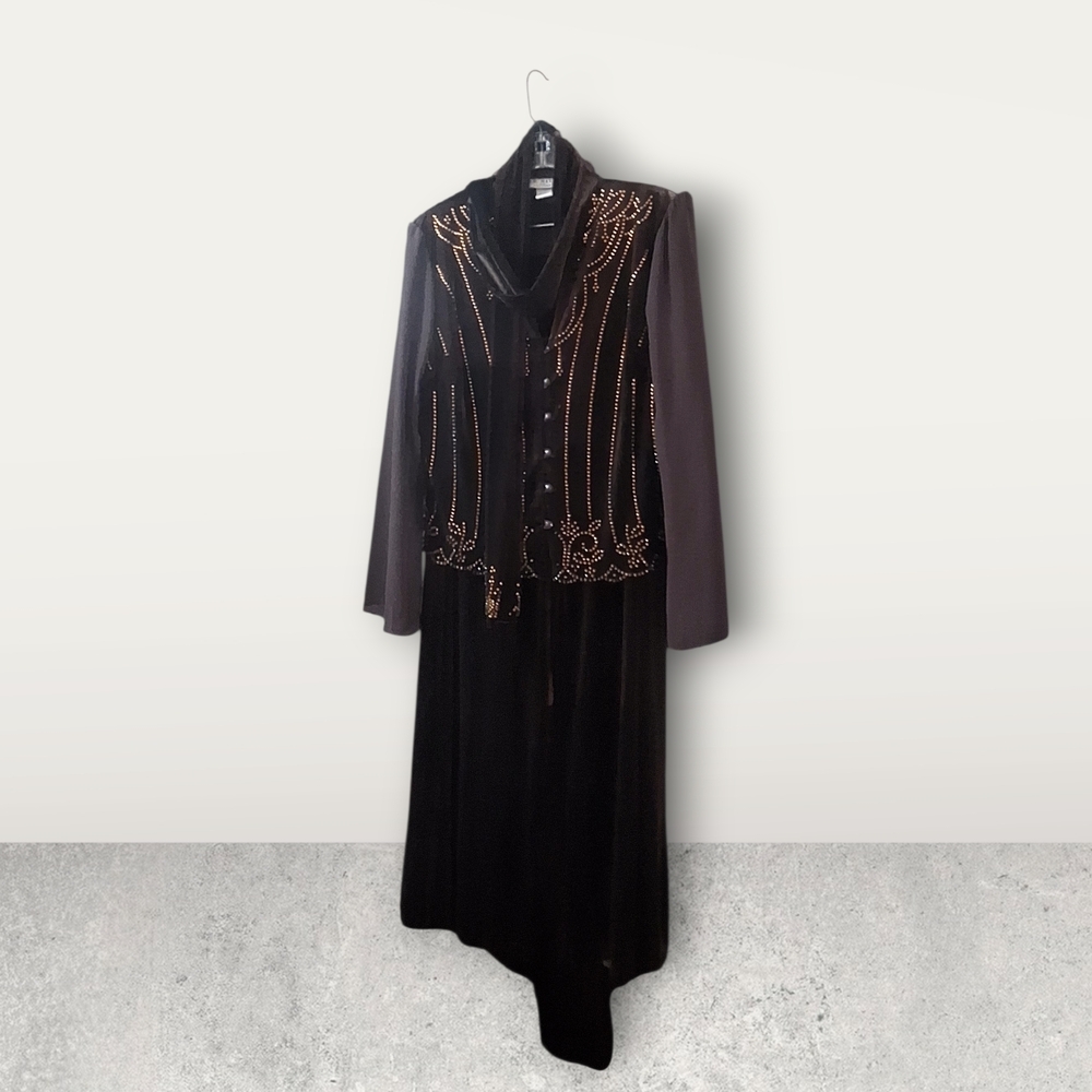 J.R.Nites 2 Piece Set Elegant Brown and Gold Pantsuit